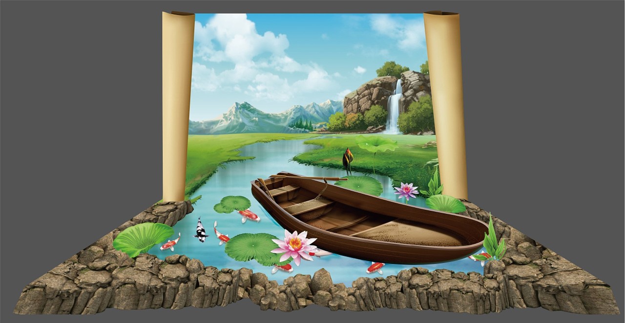 3d地贴立体地画墙画