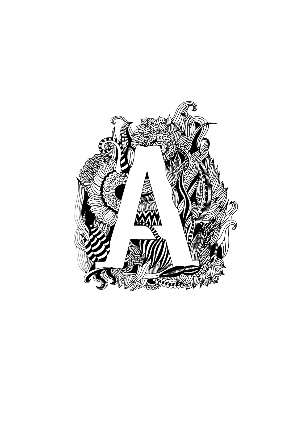 手绘字母插画-a