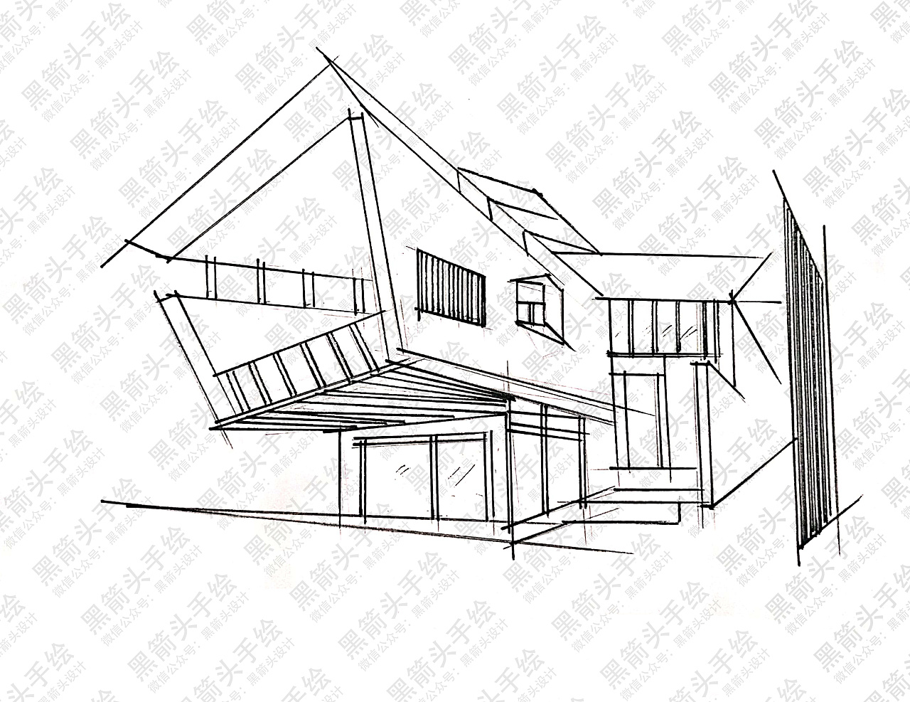 武汉黑箭头手绘-环艺设计考研临摹手绘图