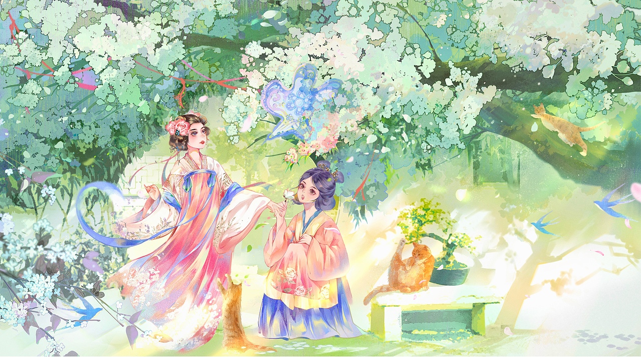 游园惊梦插画（图ZMzY1NzY1OTA0） - 商业插画 - 站酷设计师秃头大王林小强原创素材 - 站酷ZCOOL