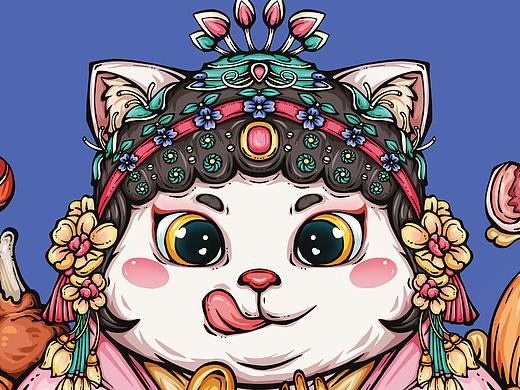 国潮插画-干饭猫