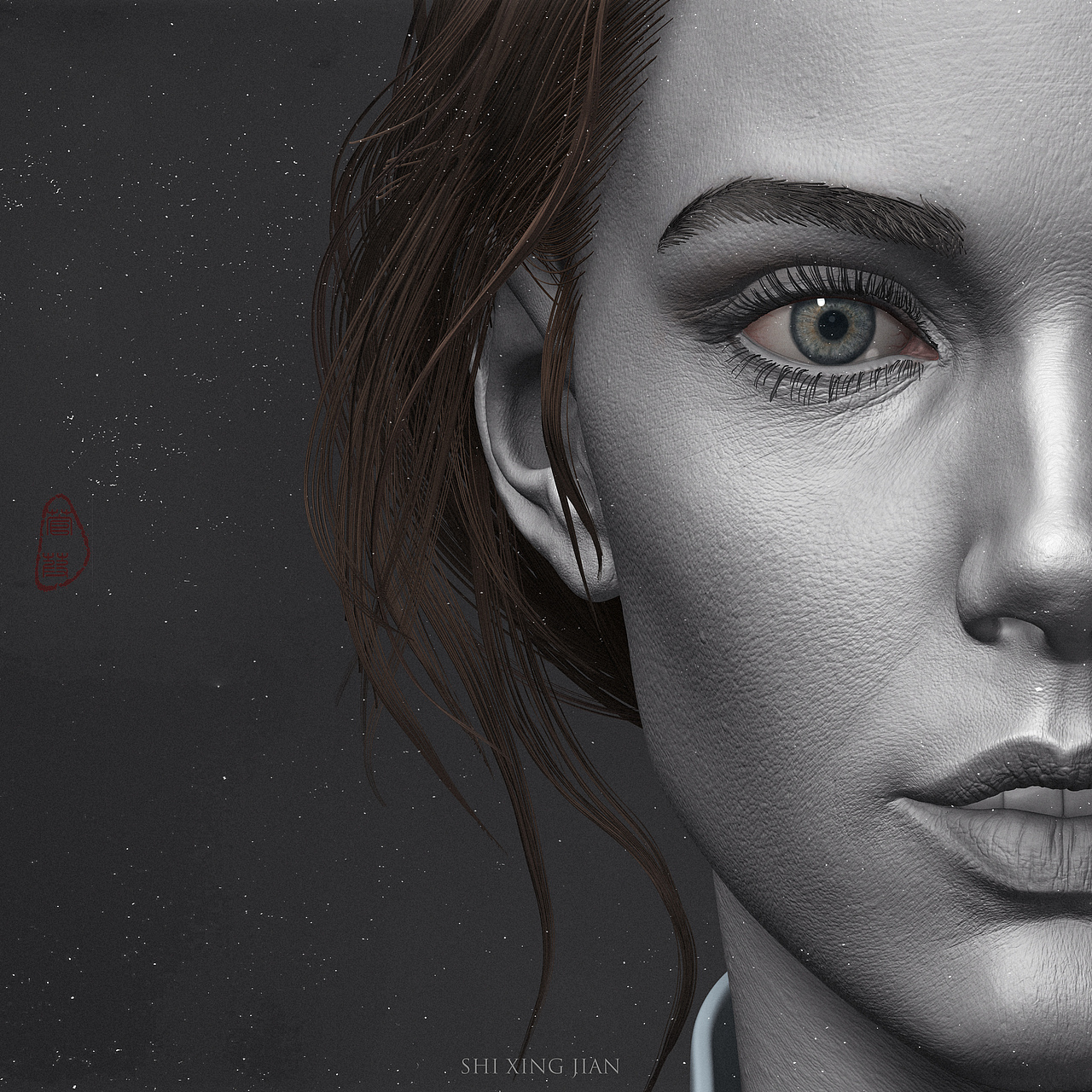 欧美女性人头zbrush雕刻练习|三维|人物/生物|菅葭jianjia_原创作品