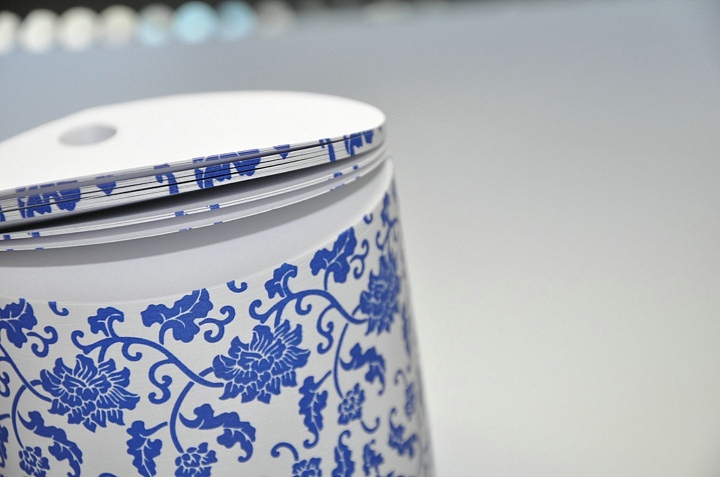 新中式 创意纸品 Round black Memo 纸匠圆柱形青花瓷便签纸砖