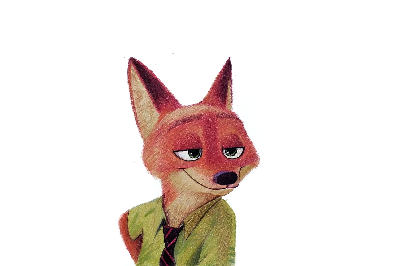 彩铅手绘疯狂动物城尼克