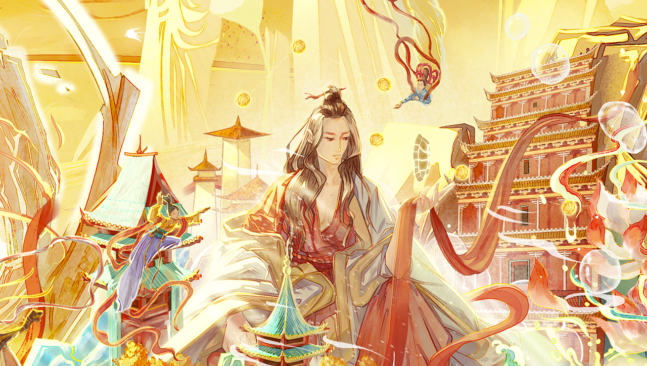 氛围国风场景KV-画家乡·甘肃(图ZMjg4MTgxMzI0) - 商业插画 - 站酷设计师熊只只呀原创素材 - 站酷ZCOOL