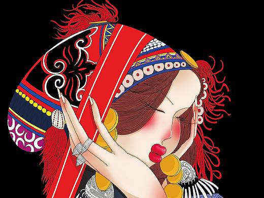 巨灵设计：云南少数民族少女插画设计