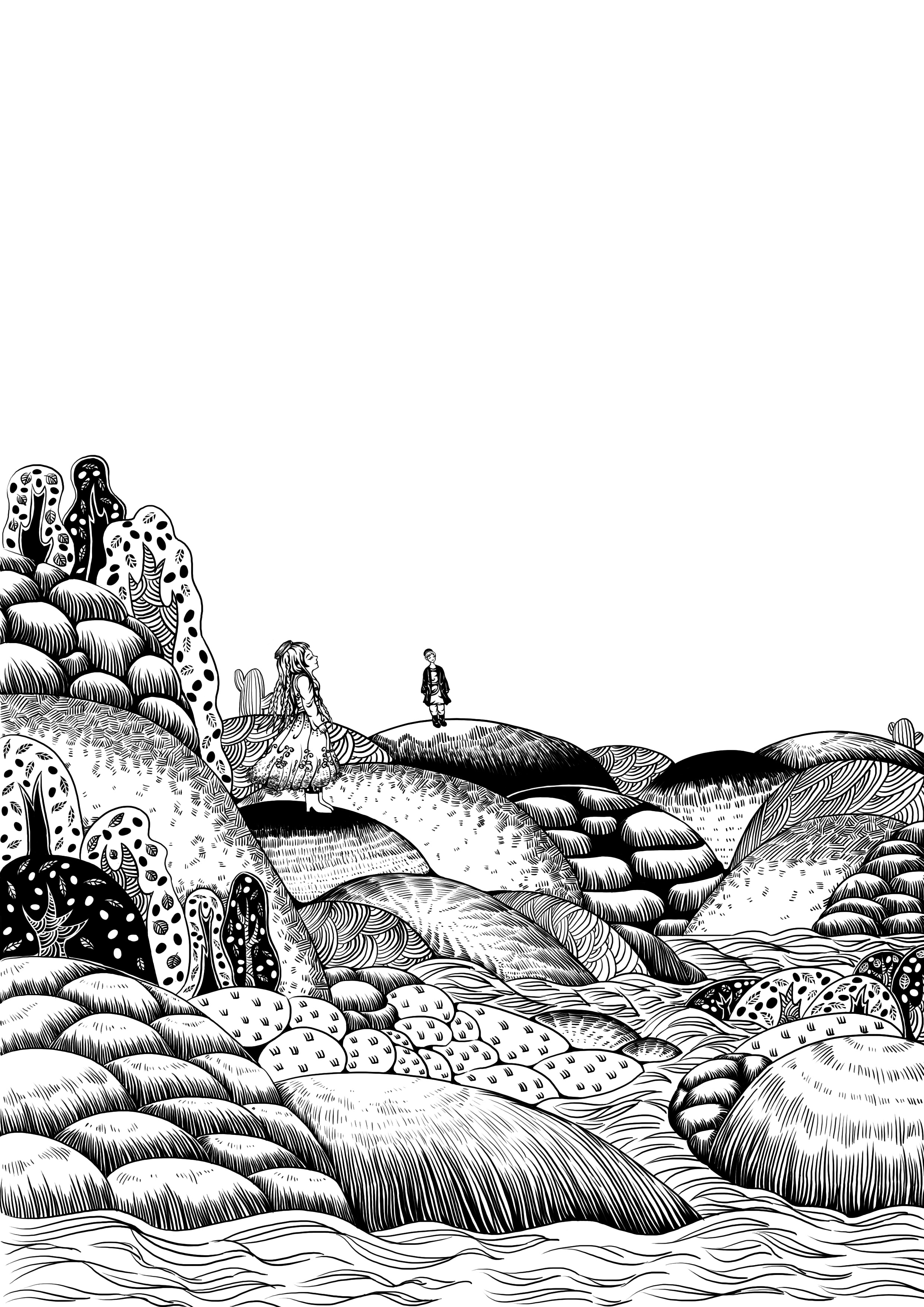 黑白线条|插画|商业插画|风太大你说什么 - 原创作品 - 站酷 (zcool)