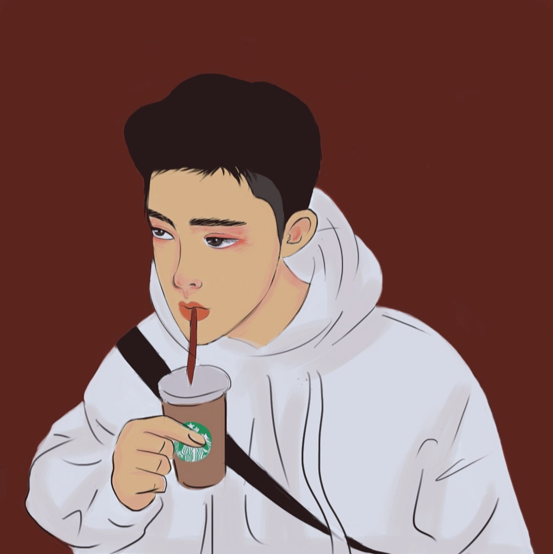 手绘板插画情侣头像款