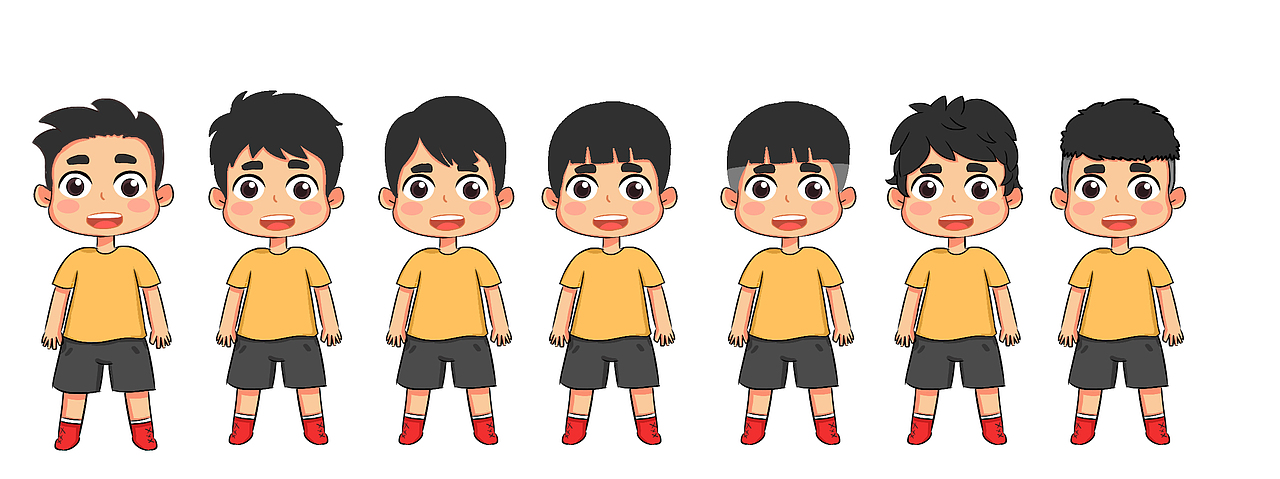 存钱罐和小男孩三视图设计.