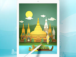 C4D 剪紙風-泰國大皇宮