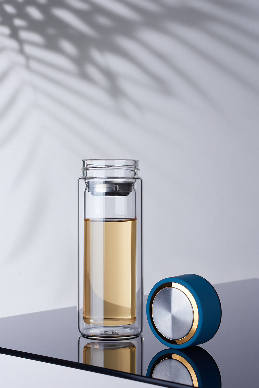 双层保温玻璃杯拍摄