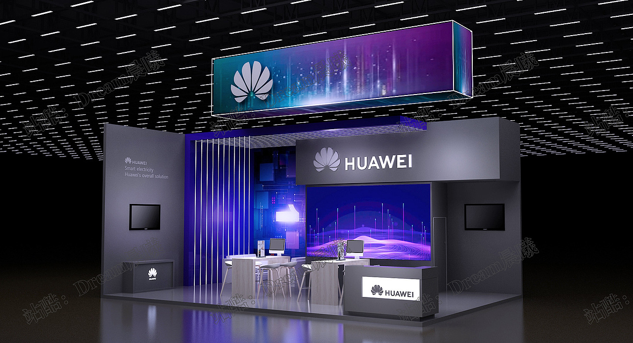 华为科技感展位/展台/展厅设计