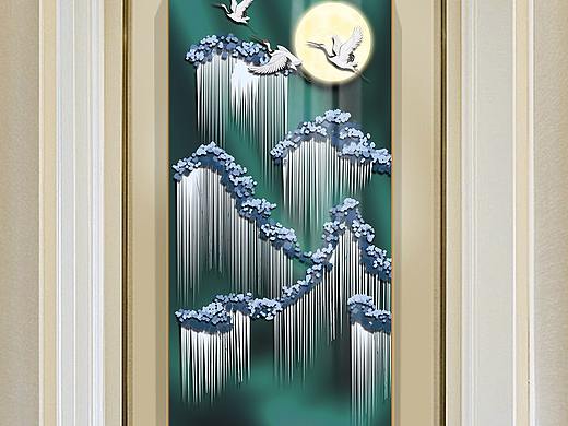 新中式客厅抽象装饰画现代简约玄关飞鹤挂画
