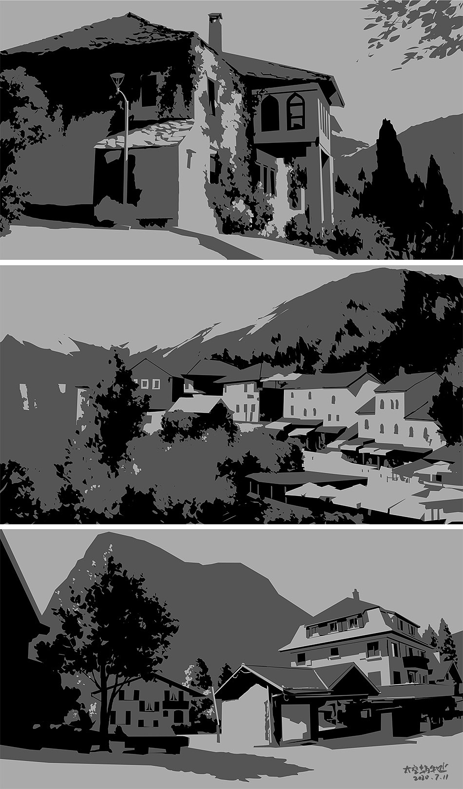 黑白灰场景（图ZMjE2MDMyOTU2） - 创作习作 - 站酷设计师太空蜗牛爱画画原创素材 - 站酷ZCOOL