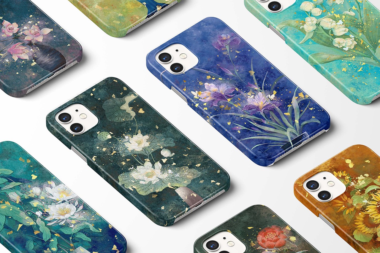 岩彩插画《暗香盈袖》