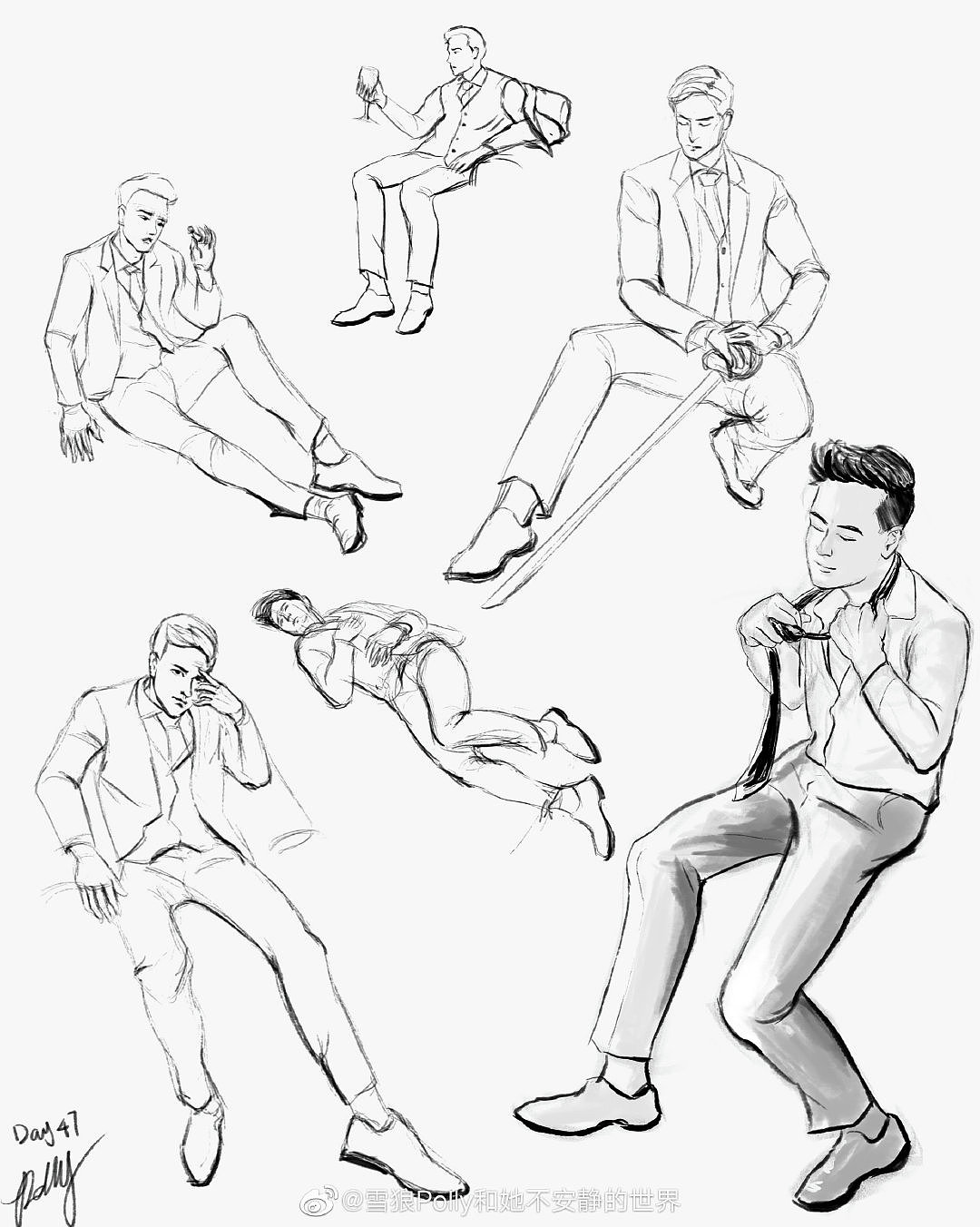 人物速写练习（图ZMjg4Nzc4MDI4） - 创作习作 - 站酷设计师傲雪幽狼_Polly原创素材 - 站酷ZCOOL