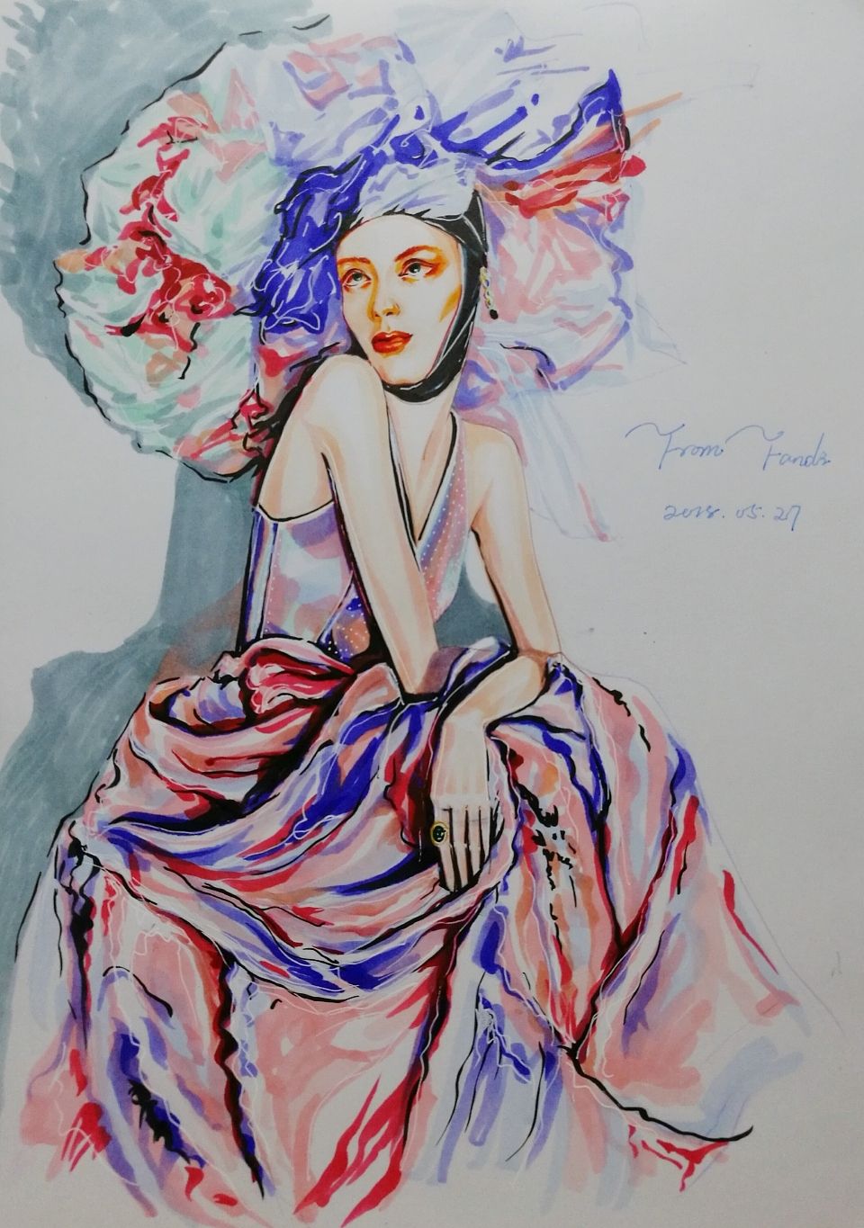 近期时装画手绘作品（图ZMTE2MDk1NDE2） - 商业插画 - 站酷设计师阿迪FD原创素材 - 站酷ZCOOL