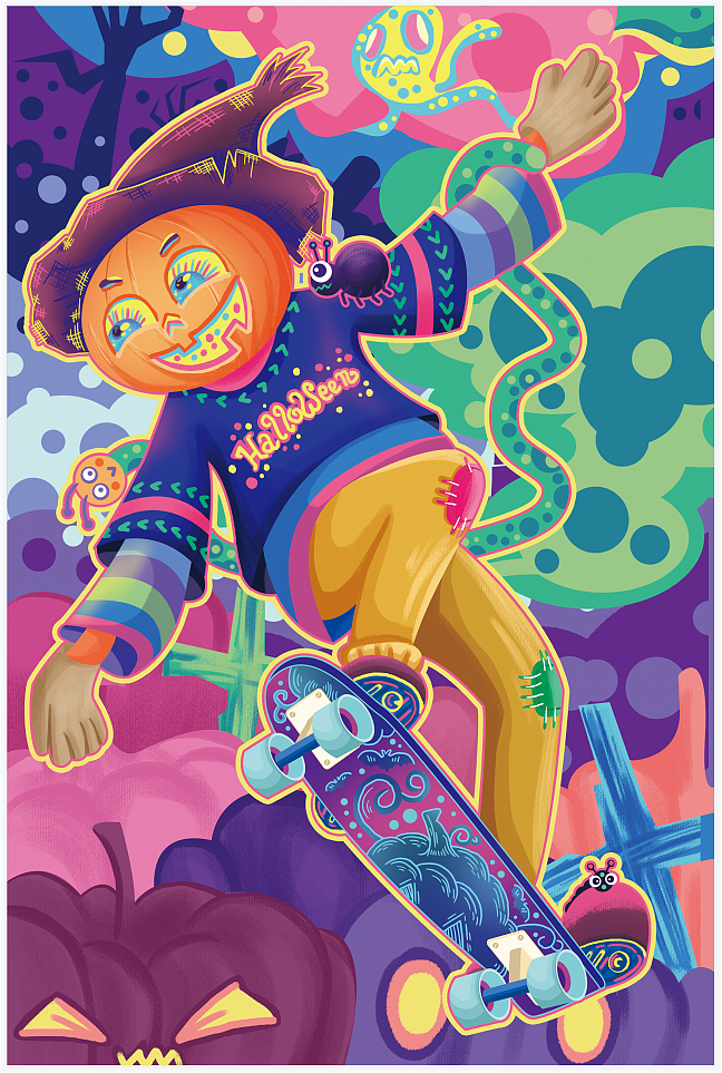 街头文化嘻哈老头玩花瓣