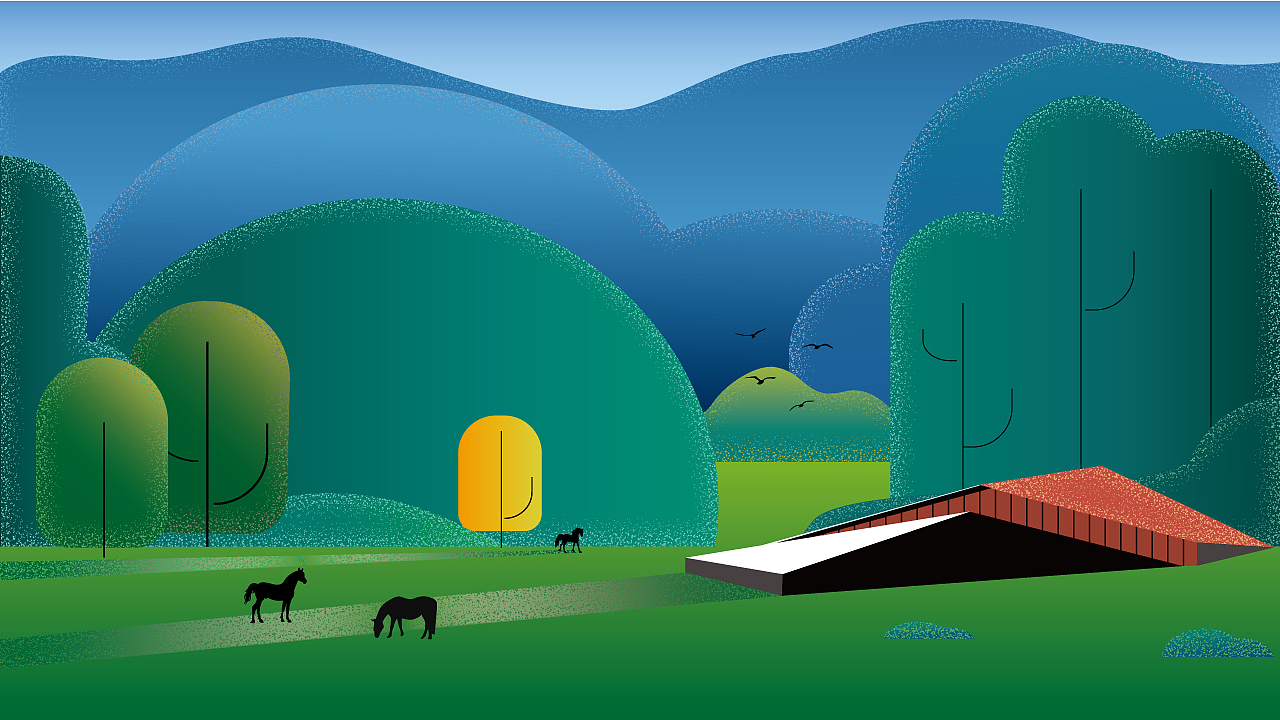 扁平矢量风景ai插画