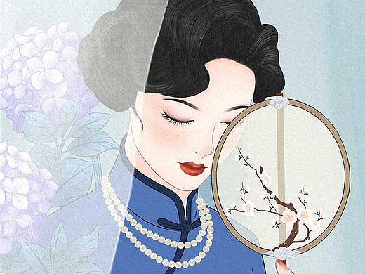 质傲清霜色，香含秋露华。 -- 民国女子系列插画