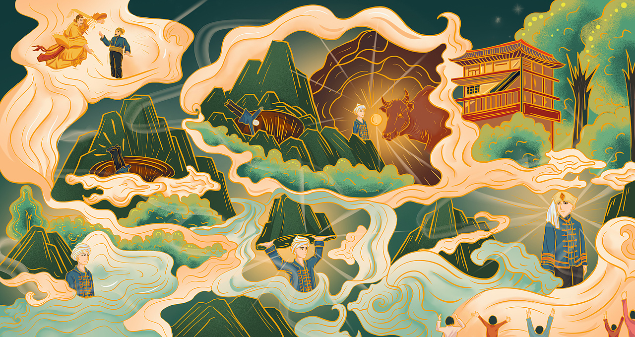 壮族国潮故事性插画