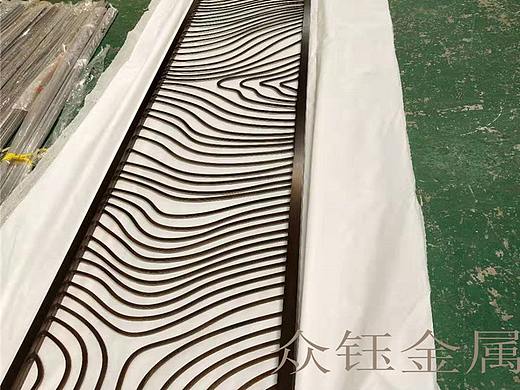 餐厅装饰铝板仿古铜镂空花格屏风定制