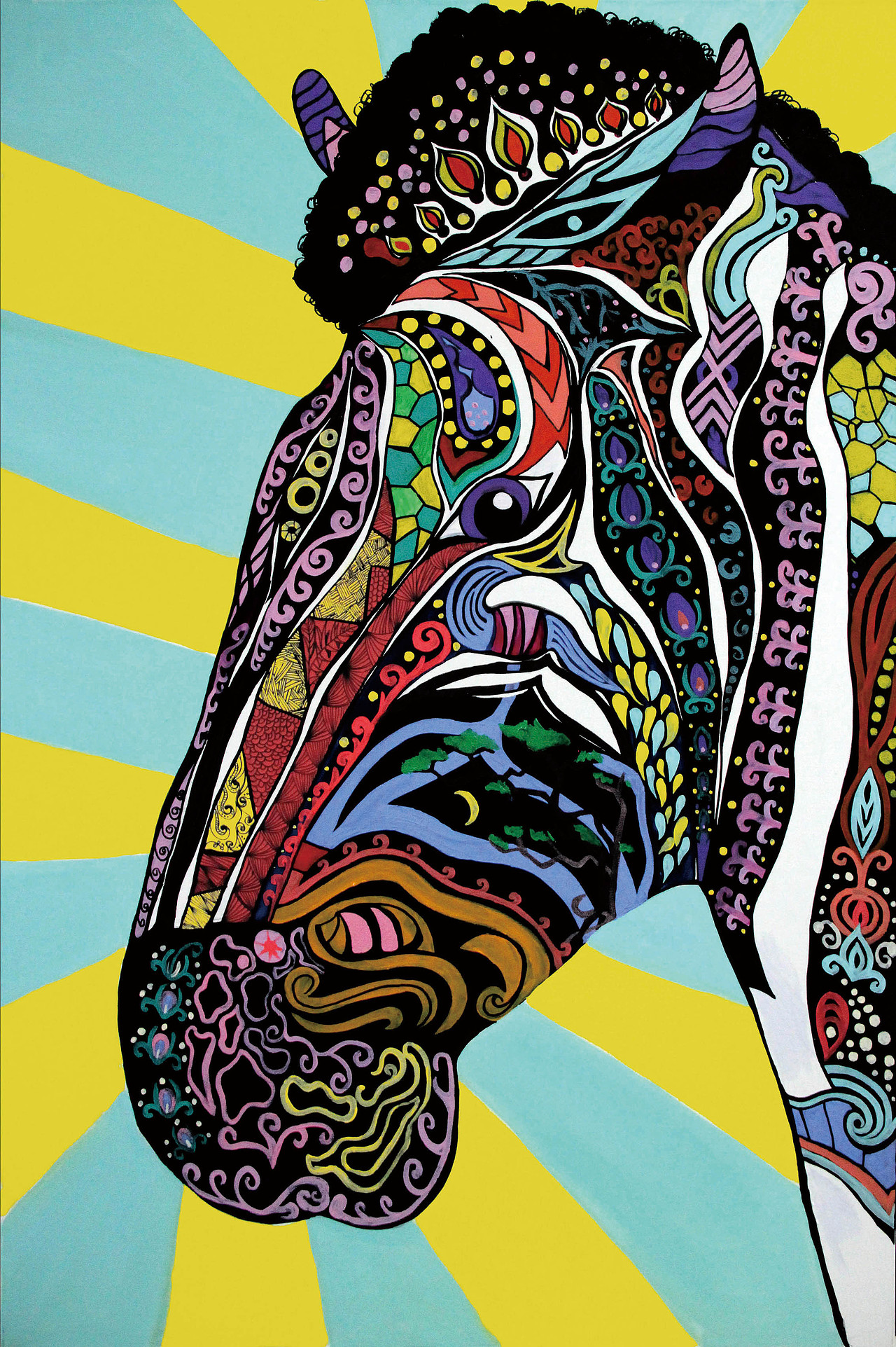 斑马-1.2米x0.8米-2016-细纹亚麻油画布