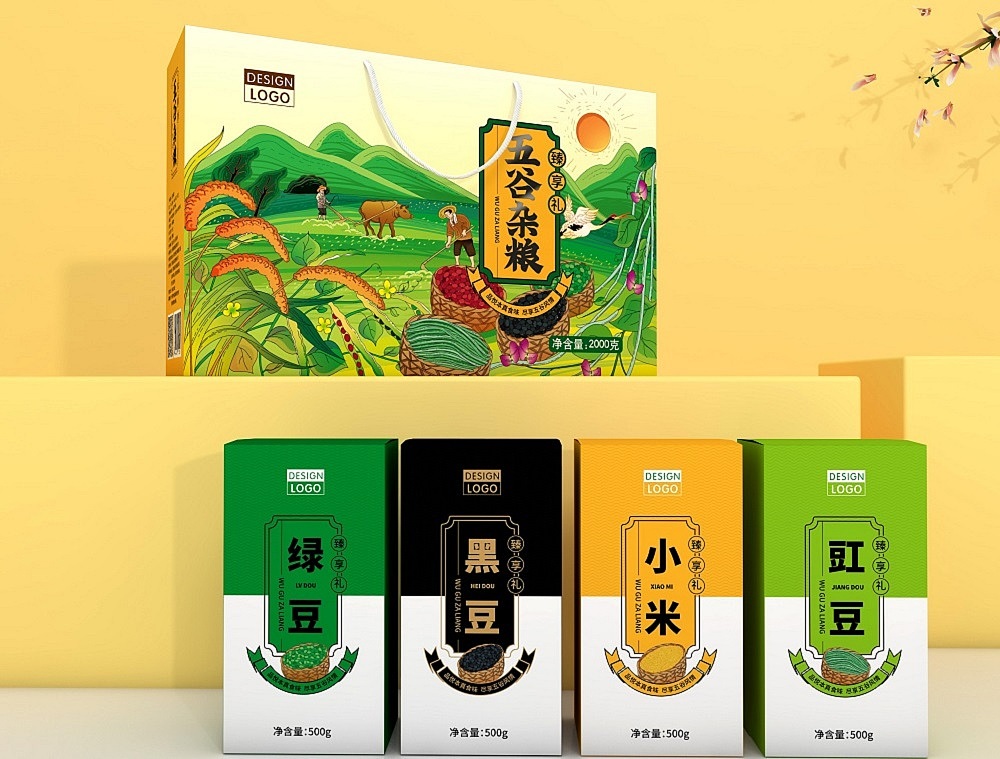 标品设计箱盒汇主创臻享礼五谷杂粮礼盒包装设计