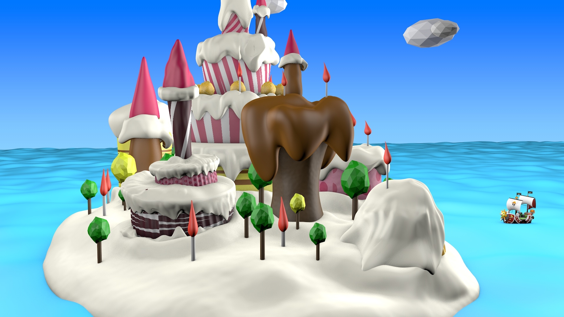 c4d海贼王蛋糕岛