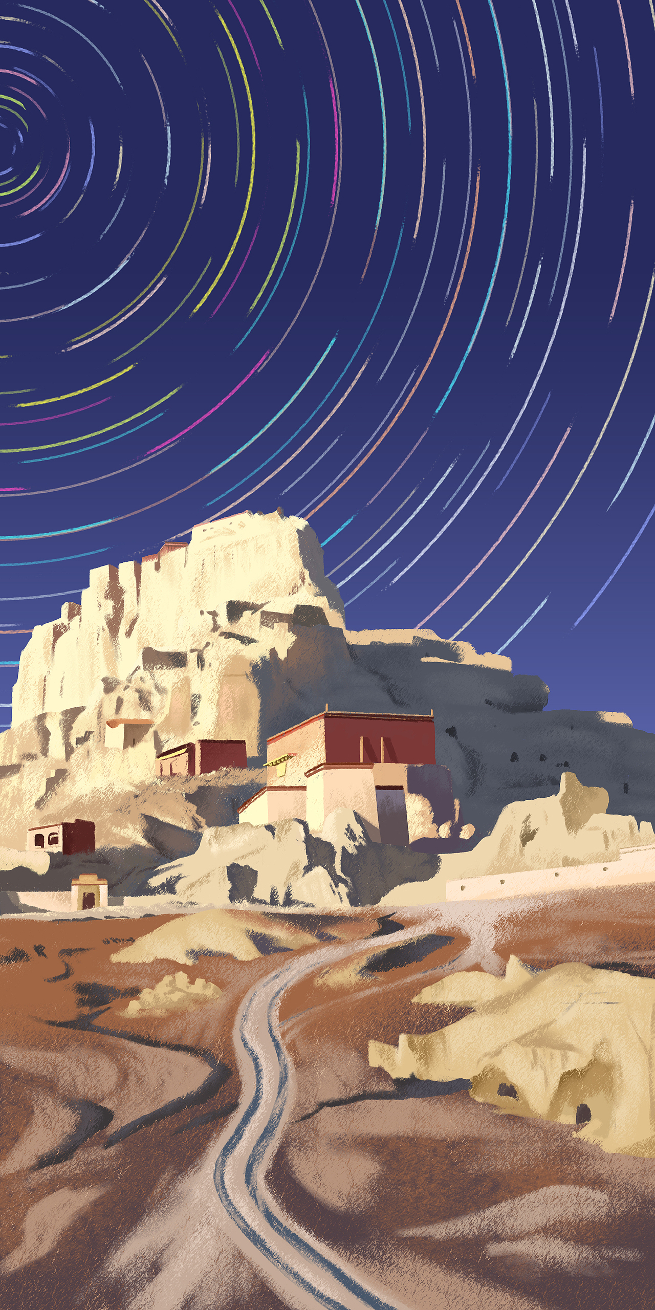 冈仁波齐和古格王朝遗址|插画|创作习作|白色的崖_原创作品-站酷zcool