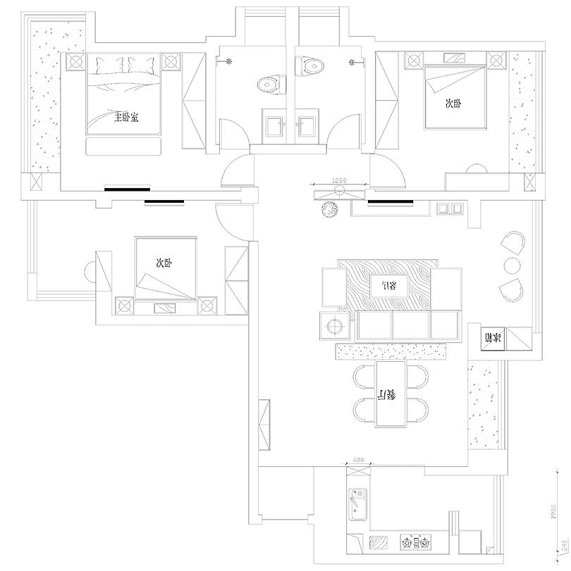 升龙天玺美式风格装修效果图欣赏—平面户型布局