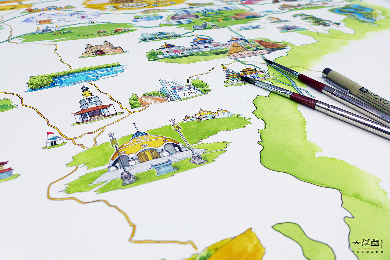 《鄂尔多斯旅游手绘地图》（已商用）（图ZNzg4NjkwNzY=） - 商业插画 - 站酷设计师陈树锐原创素材 - 站酷ZCOOL