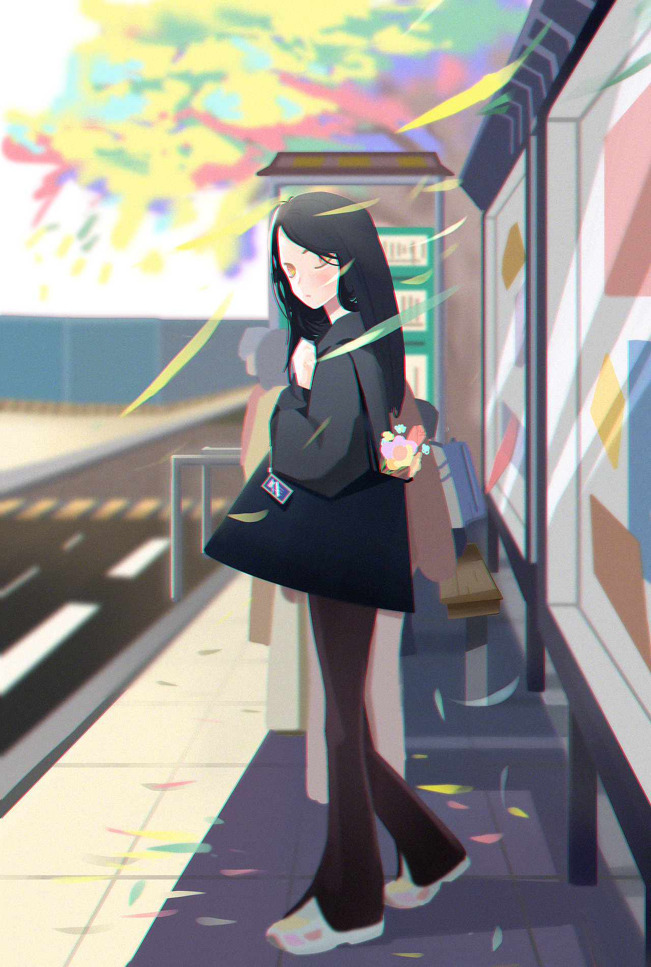 等校車時(shí)遇到的女孩（圖ZMjQ2MTg5MzY4） - 創(chuàng)作習(xí)作 - 站酷設(shè)計(jì)師亮亮和他自己原創(chuàng)素材 - 站酷ZCOOL