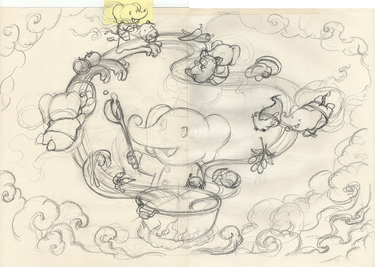 纯手绘水彩国风海报汤好喝白象——周小米女王（图ZMzI1NDIwOTAw） - 海报 - 站酷设计师周小米女王原创素材 - 站酷ZCOOL