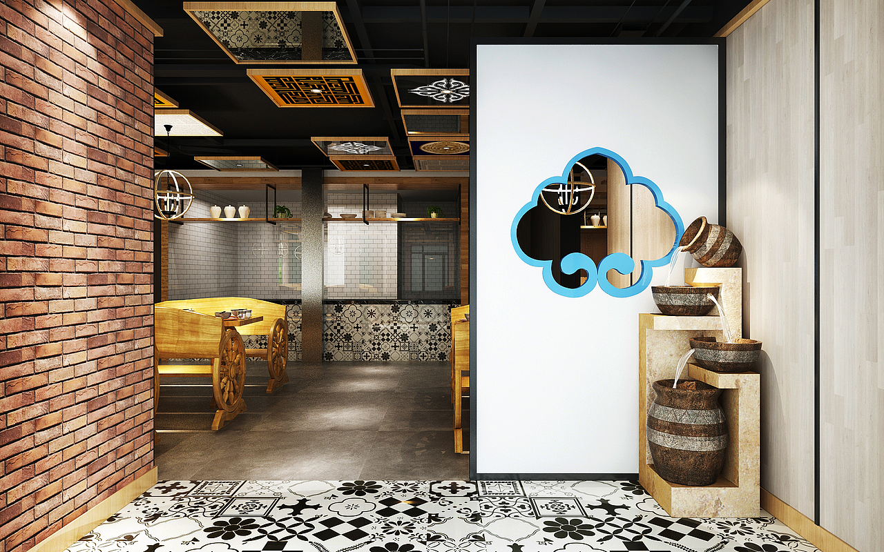 现代时尚蒙古风格餐厅设计