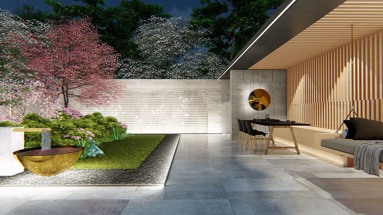 禅意现代花园 夜景（图ZMzIzNjQwNzEy） - 景观设计 - 站酷设计师温澜潮生_ewan原创素材 - 站酷ZCOOL