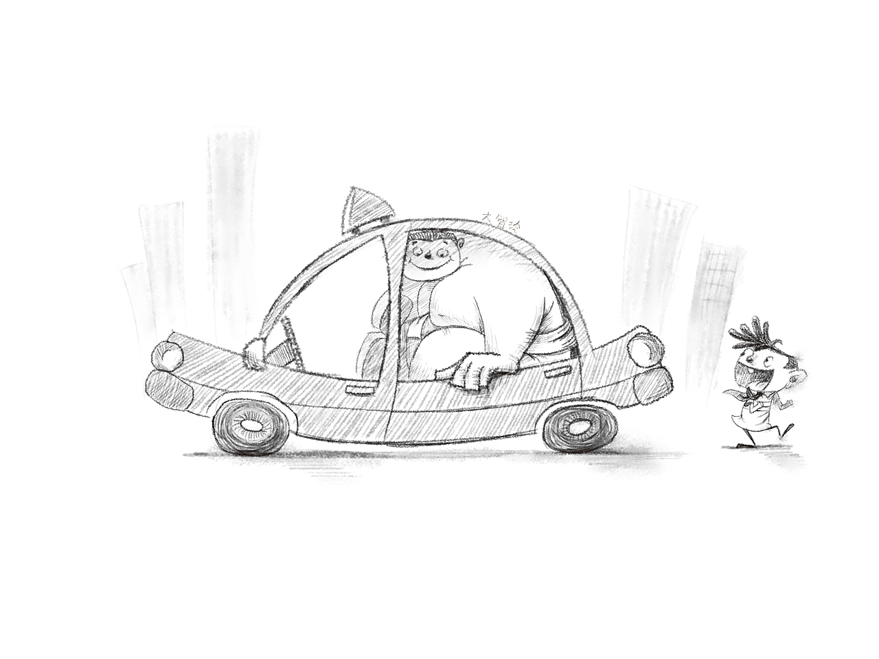 儿童插画素描作品