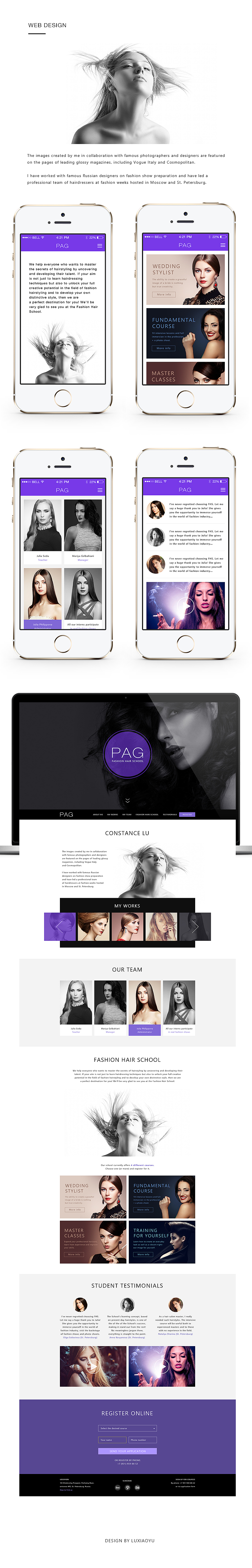 fashion hair school web redesign（图ZNDEzMjYzMzI=） - 企业官网 - 站酷设计师路羽原创素材 - 站酷ZCOOL