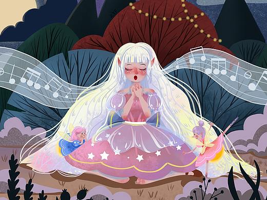 夜晚的音乐会（个人主页-ZNDg0ODU0MzI=） - 儿童插画 - 站酷设计师周粥粥1原创素材 - 站酷ZCOOL