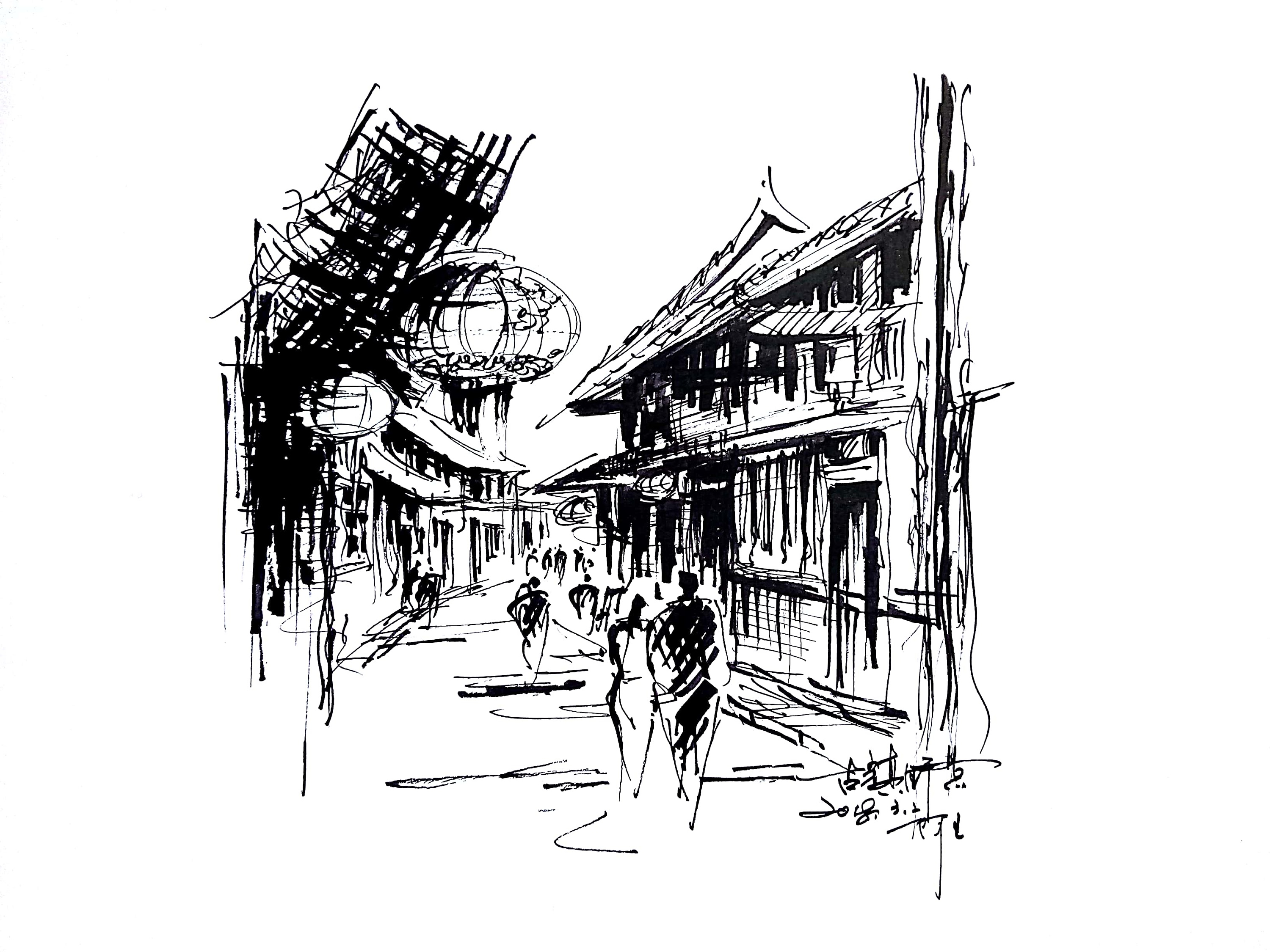 阿王速写建筑风景手绘