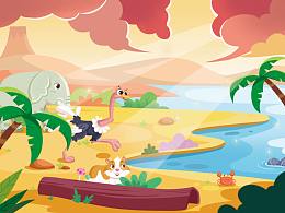 扁平风格动物园