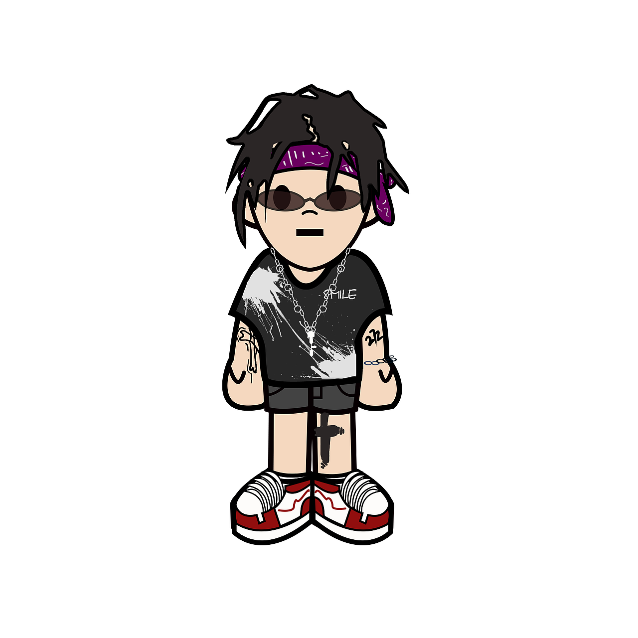 原创潮酷嘻哈插画头像q版rapper人偶