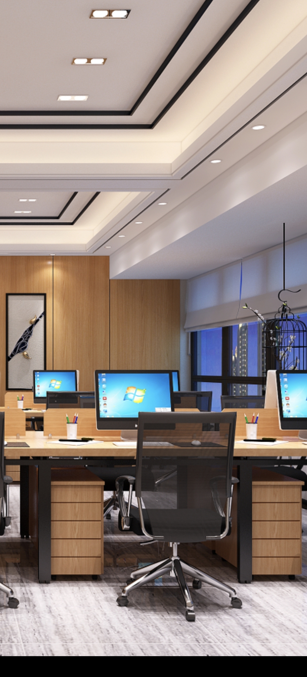 新中式办公室开放空间设计。线象空间之禧上全案整装#