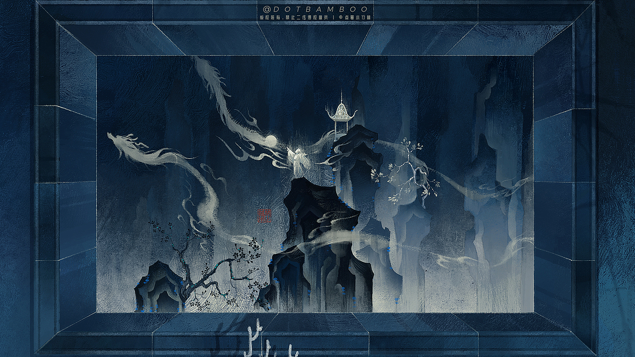 園林插畫 | 與誰同坐，明月、清風(fēng)、我!（圖ZMzY5MjMxNTgw） - 商業(yè)插畫 - 站酷設(shè)計師點哥小竹林原創(chuàng)素材 - 站酷ZCOOL