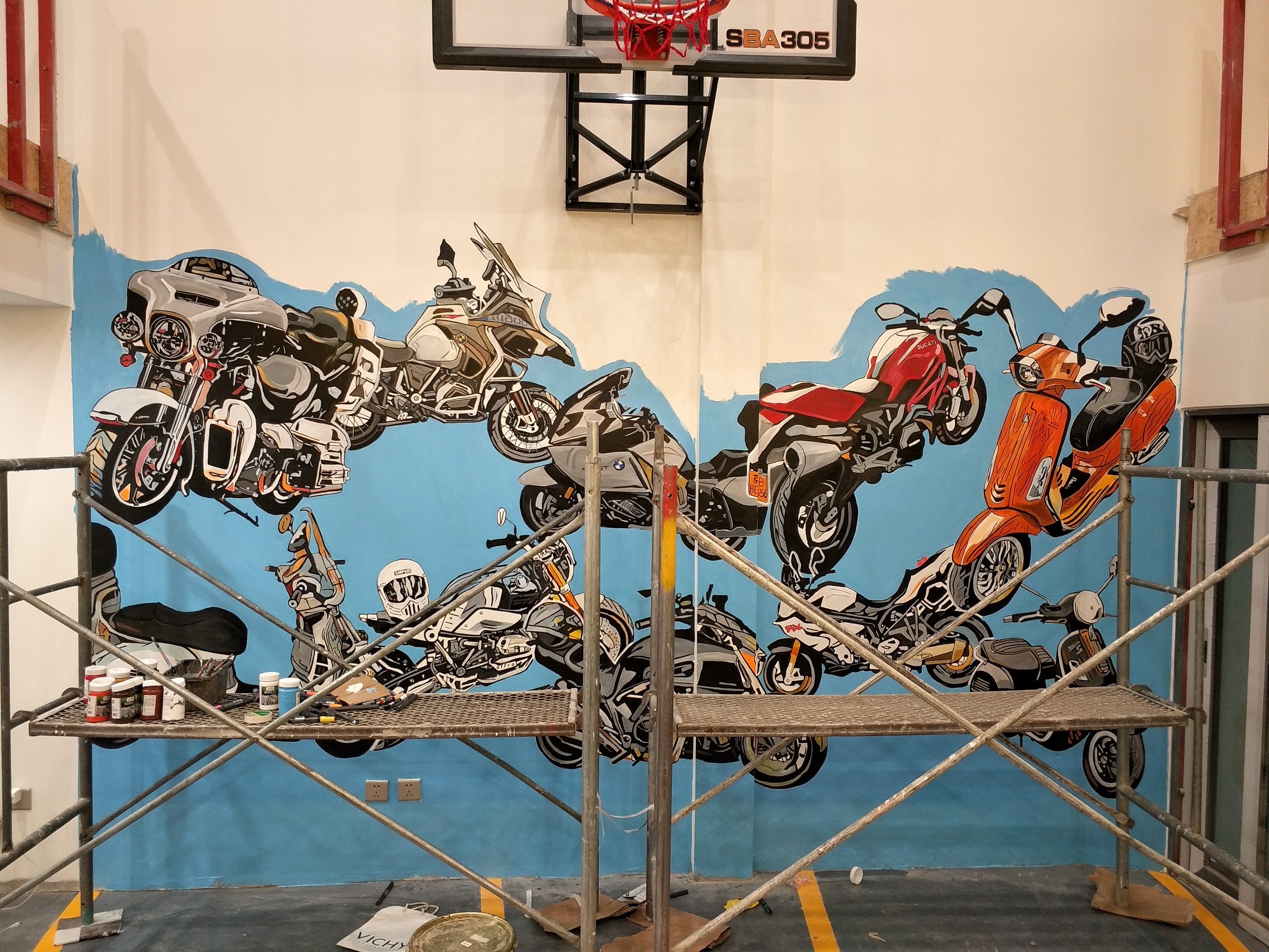 别墅机车手绘墙(2)未完待续