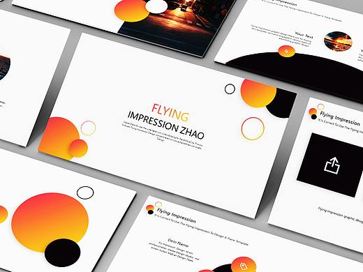 欧美风商务风创意圆形PPT模板