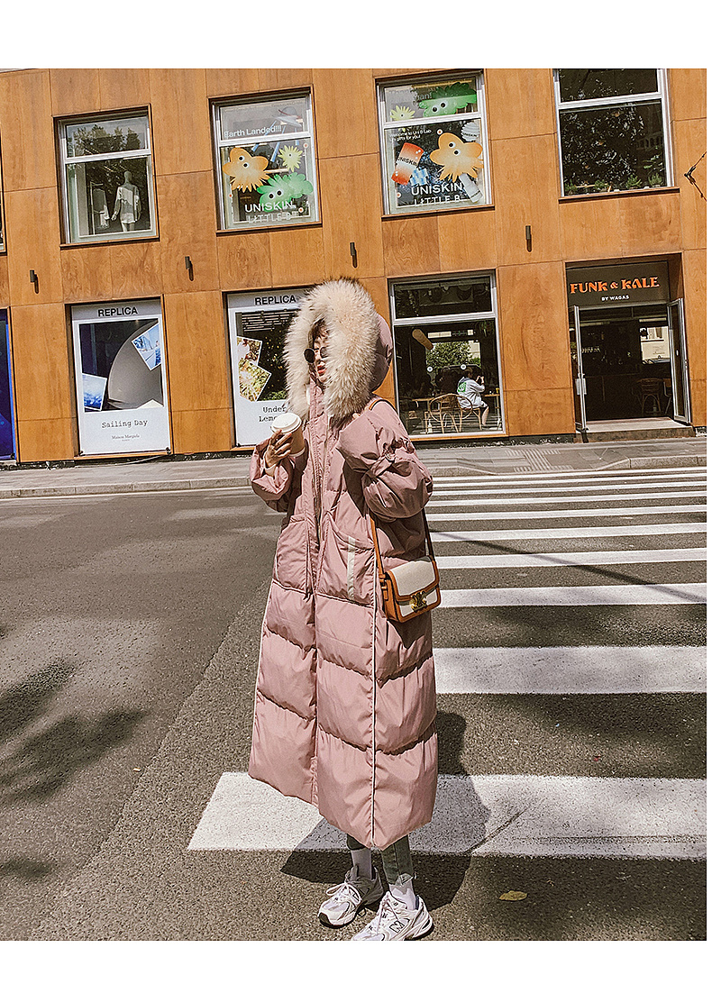 秋冬女装中长款棉衣大毛领棉服详情页