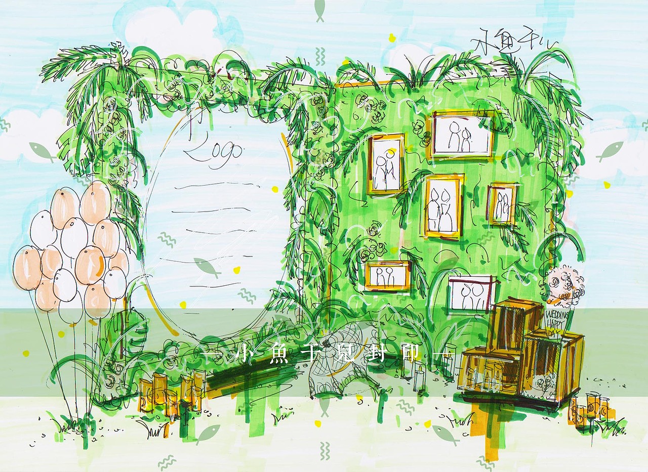 婚礼手绘效果图（图ZMTE3MjA4MzUy） - 舞台美术 - 站酷设计师_画画的Baby原创素材 - 站酷ZCOOL