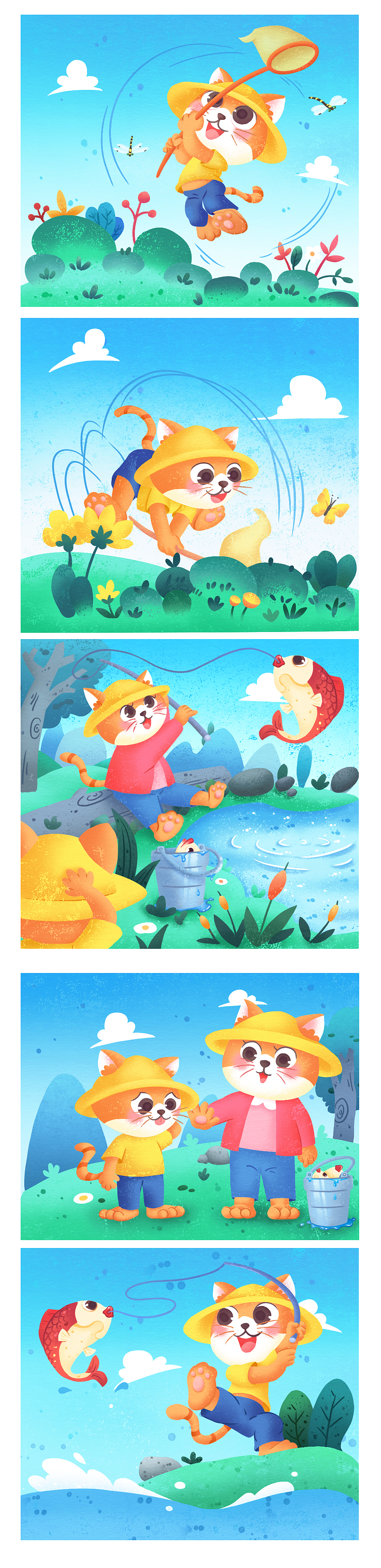 儿插故事《小猫钓鱼》(>^ω^<)