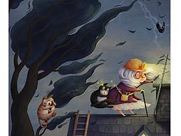 绘本风插画-勇敢奶奶不怕困难